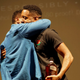 Robert Townsend hugging Anthony Rose at Gentleman Jack Real to Reel.
